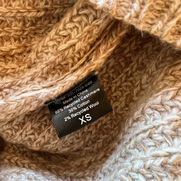 Jenni Kayne Recycled Cashmere Fisherman Sweater Marled Camel Size XS - Picture 4 of 7